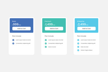 Set of three price list variations for subscription products