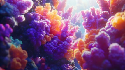 Fototapeta premium Vibrant Coral Reef with Colorful Coral Structures Underwater Light