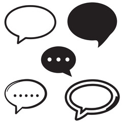 Simple Black and White Speech Bubble Icons Set