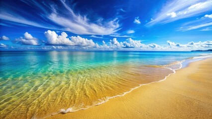 A peaceful seascape with crystal clear blue waters and golden sandy beach ,  Sea, sand, background, tranquil, serene