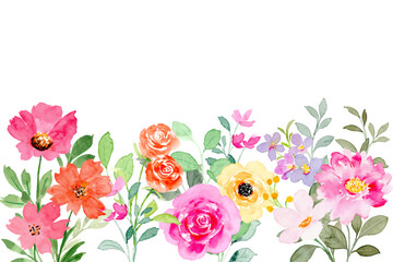 Watercolor flower border for wedding, birthday, card, background, invitation, wallpaper, sticker, decoration etc.