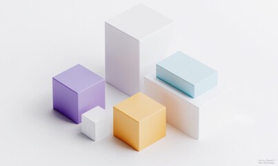 Fototapeta premium Abstract pastel cubes on white background.