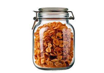 Cereal in Glass Jar isolated on transparent or white background