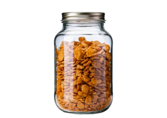 Cereal in Glass Jar isolated on transparent or white background
