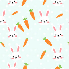 Cute Bunny and Carrot Pattern Background