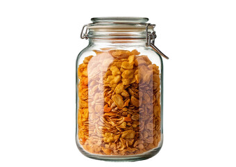 Cereal in Glass Jar isolated on transparent or white background