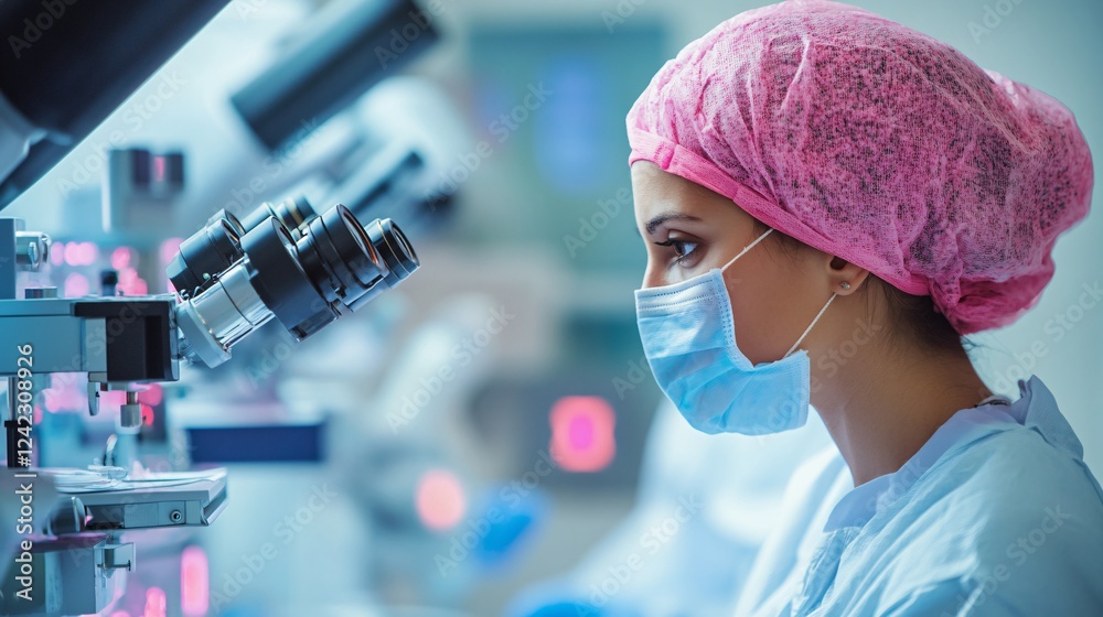 Aufkleber Scientist working in a laboratory using a microscope