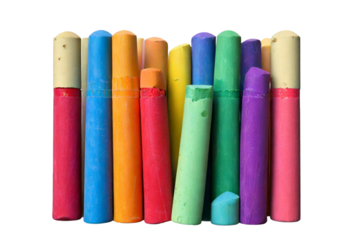 Colorful Chalk Sticks 3D isolated on transparent or white background