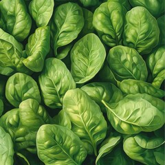 Obraz premium Fresh Vibrant Green Spinach Leaves for Healthy Cooking and Salads
