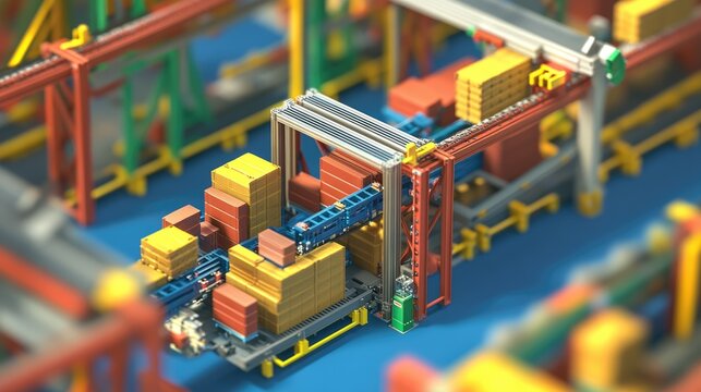 High-tech smart warehouse with automated storage and retrieval systems.