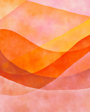 Abstract Watercolor WIth Layers Of Pink And Orange