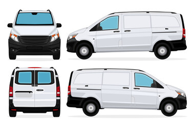Van vector mockup - Realistic van car vector isolated on white background. perfect for branding, print designs, template designs on side, front, rear views