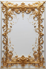 AI generative. Blank of gold frame border royal swirl of vintage style on white background., for certificate, card, wedding, picture and menu. 14