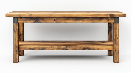 Wooden table stands empty against white backdrop, product display, food photography