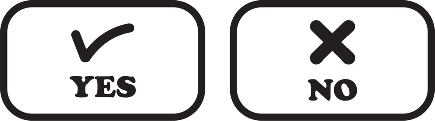 Sharp green checkmark and red cross icon set on isolated transparent background black vector symbol for right and wrong choices. Modern flat and line design symbol tick sign collection. Yes or No.