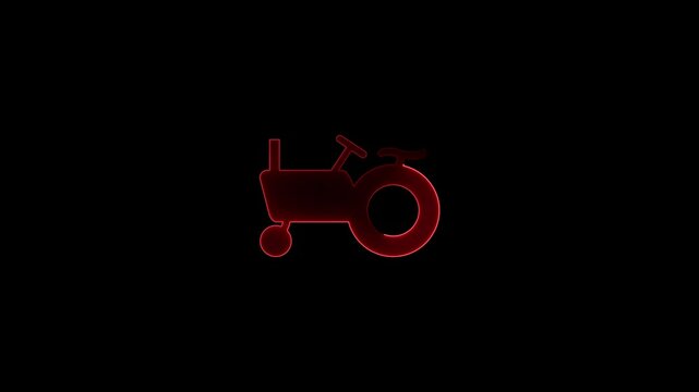 glowing neon Tractor icon animation on transparent background.farm tracktor logo stock.  4K Video motion graphic animation.