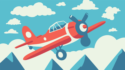 Vintage Propeller Airplane in a Classic Aviation Illustration