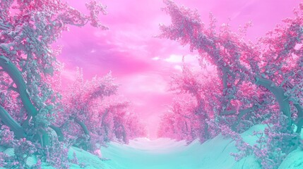 Surreal Orchard Vines: Neon Fractal Swirls in Ultra-Detailed Sci-Fi Collage Artwork Concept