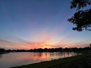 sunset over the lake