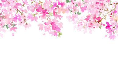 Naklejka premium Watercolor abstract cherry blossom background vector illustration. Hand-drawn cherry blossom frame.