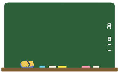 Obraz premium 何も書かれていない黒板 黒板消し チョーク ベクター素材