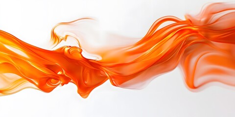 Vibrant and flowing color waves in orange against a white background, creates a visual effect, generative AI