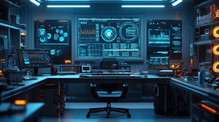 Obraz premium Innovative biotechnology healthcare hub futuristic research center