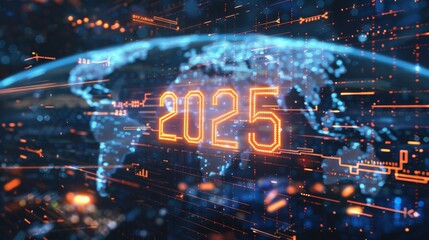 New Year concept. Happy 2025. New Year's Day greeting card. New Year's Eve. New year celebration. "2025 Goals" text. New year's resolution. New year celebration. Business on 2025