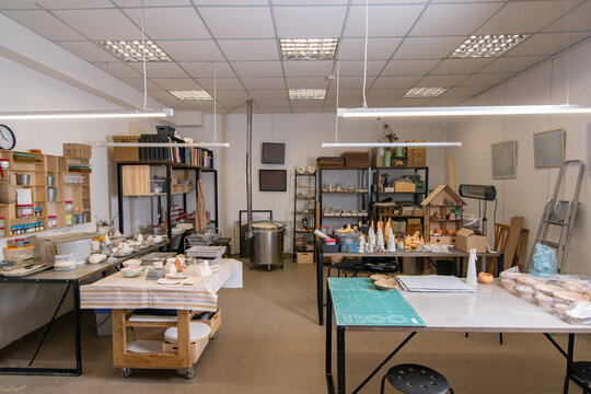 Interior of an art studio without people