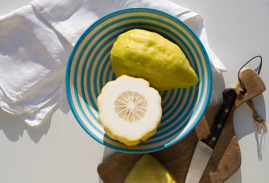 Etrog fruit in a bowl