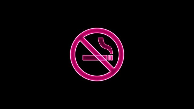 no smoking sign icon warning symbol neon lights.no smoking icon with dynamic red neon linesNo Smoking neon signboardanimation of NO SMOKING sign
