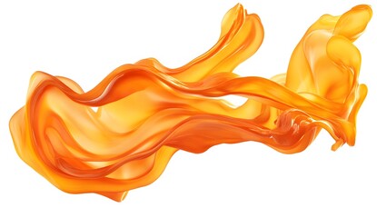 Vibrant and flowing color waves in orange against a white background, creates a visual effect, generative AI