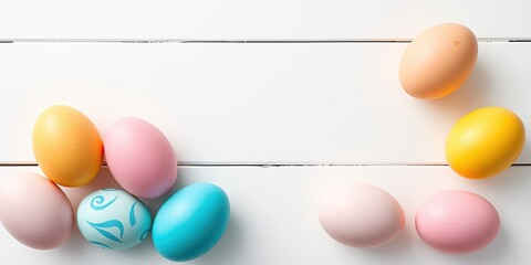 Obraz premium Delicate Pastel Easter Eggs on a Pristine White Canvas
