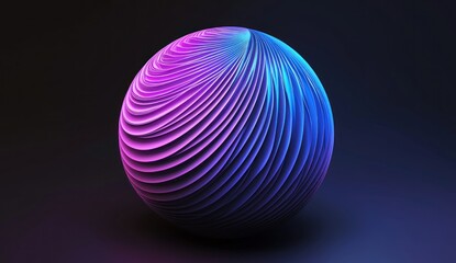 Fototapeta premium Abstract sphere with vibrant pink and blue gradient, layered texture.