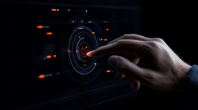 Businessman's Hand Navigating Financial Data on Digital Interface