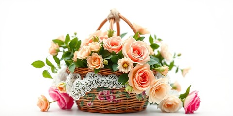 Enchanting Floral Arrangement: Vintage Lace and Delicate Blossoms