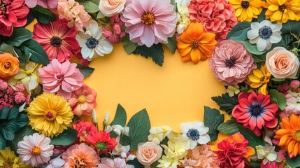 A vibrant floral background with a white gradient space for text overlay.