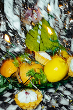 Art stillife wich lemon and sweets.