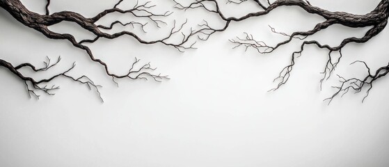 Fototapeta premium Elegant Dark Branches Wall Decor Minimalist Home Interior Design