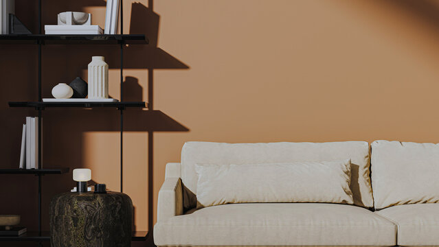 Mocha mousse interior concept, 3d render