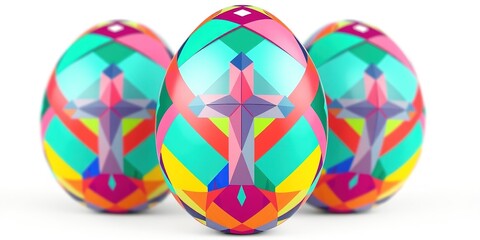 Geometric Cross Embellishes Abstract Easter Egg Design
