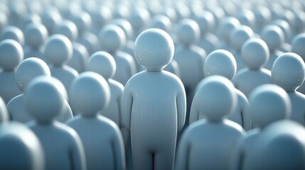 3D figure leading crowd. Individuality. Idea for business concept, teamwork, leadership