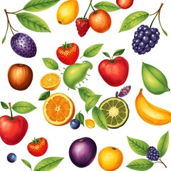 Nature's Bounty: Vibrant Fruit Illustrations Capturing Earth's Essence