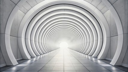 Modern Abstract Tunnel Design with Circular Patterns and Bright Light at the End