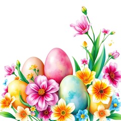 Springtime Canvas: Watercolor Hues and Festive Easter Blooms