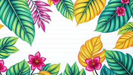 Fototapeta premium Summer's Diary: Tropical Print Paper for Summertime Scribbles