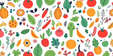 Vegan-Themed E-commerce Design Elements with Repeat Pattern