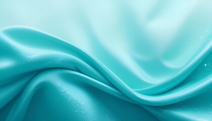 Obraz premium Silky turquoise fabric, flowing waves, smooth texture, satin sheen, elegant draping, soft folds, aqua blue, luxurious textile, gentle curves, abstract background, high-resolution detail, studio lighti