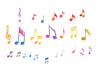 Colorful music notes illustration set – cute and playful style　カラフルな音符のイラストセット