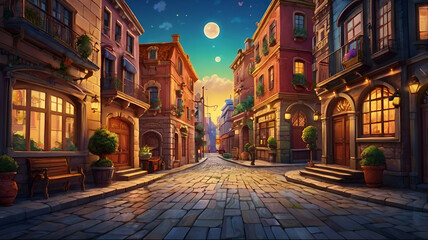 Fototapeta premium Street Background for kids Cartoon video's